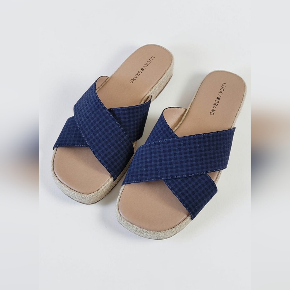 Lucky Brand Navy Cross-Strap Platform Sandals